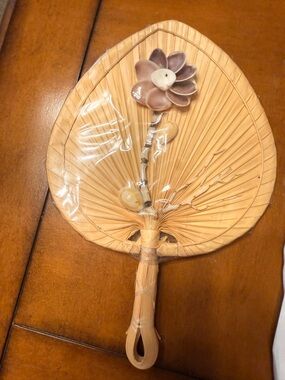Vintage Asian/Oceanian Woven Fan with Seashells